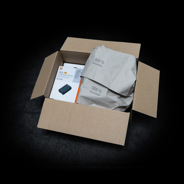 Product packed with Papier Sprick recycled paper void fill in a shipping box